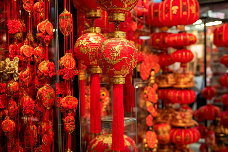 年货市场红灯笼挂饰新年装饰,高清,摄影图,摄影图片,图片大全,摄影图免费下载